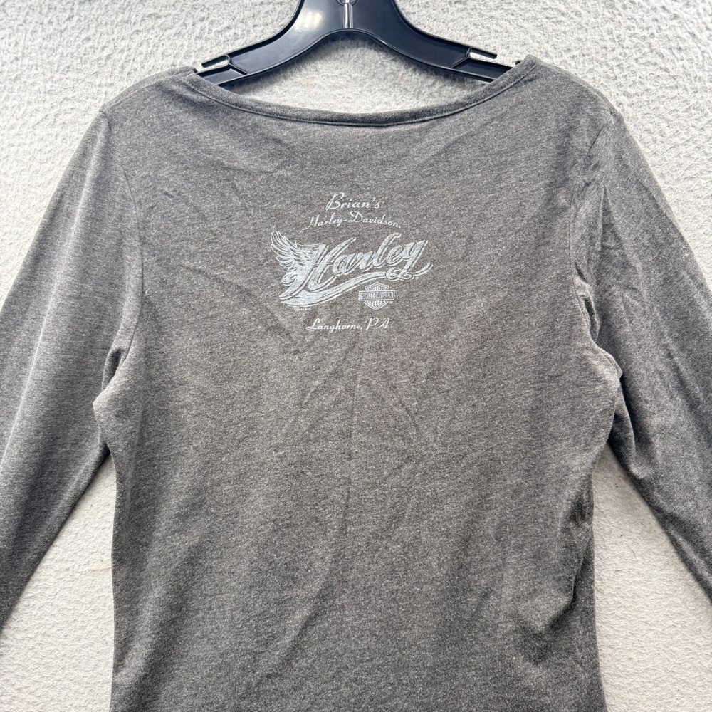 Harley Davidson Brian’s Langhorne PA Long Sleeve Logo Shirt Women’s Size M - Picture 8 of 11
